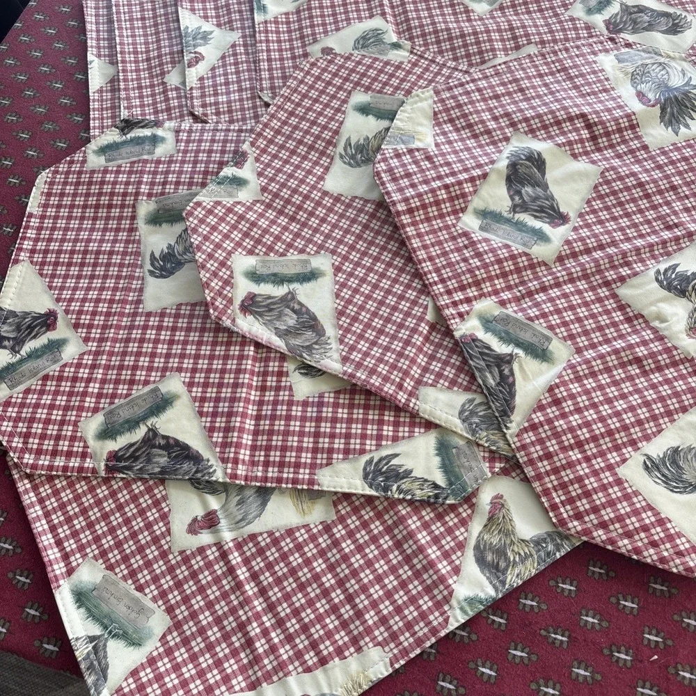 Chicken Rooster‎ Vinyl Placemats Country Farmhouse Rustic Set Of 8 Red Check